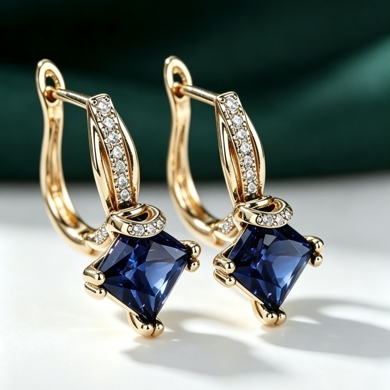 Women's Vintage Exquisite Green Cubic Zirconia Hoop Earrings
